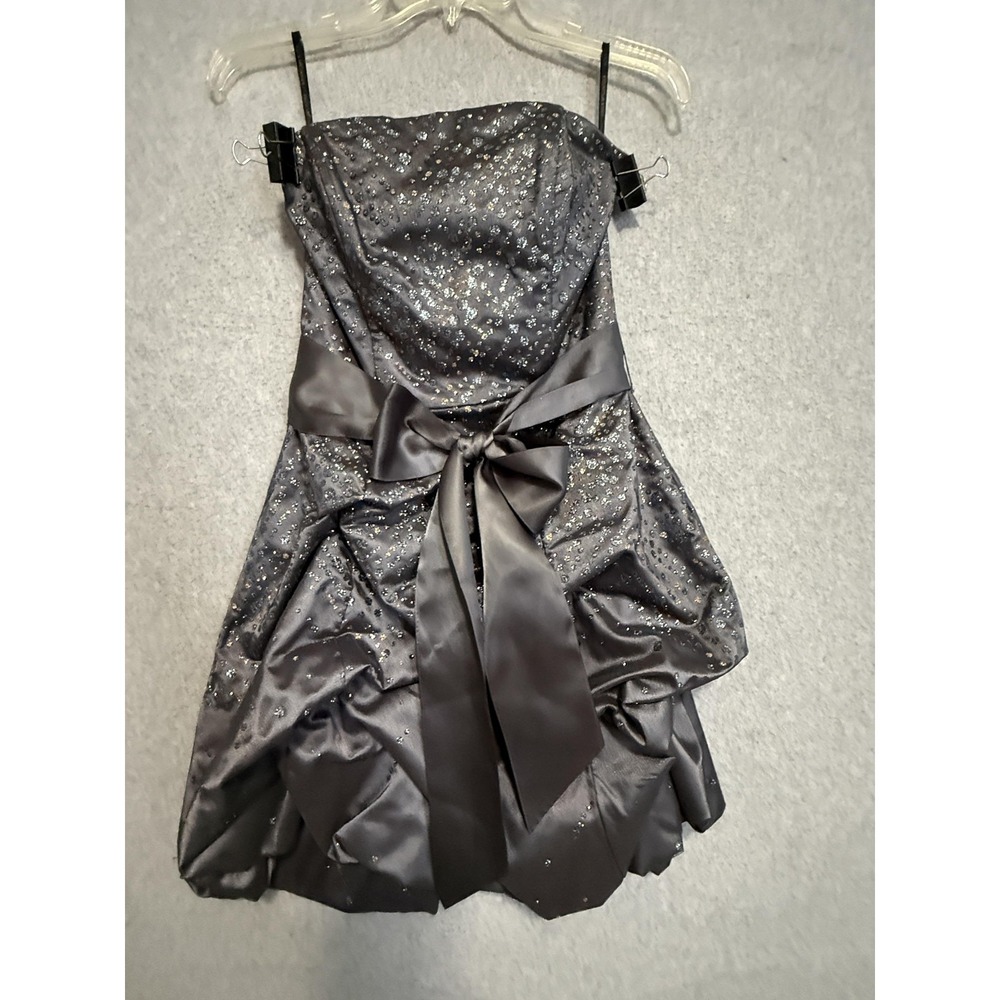 Jessica McClintock For Gunne Sax Dress Women's XS Gray Sequin Bubble Strapless